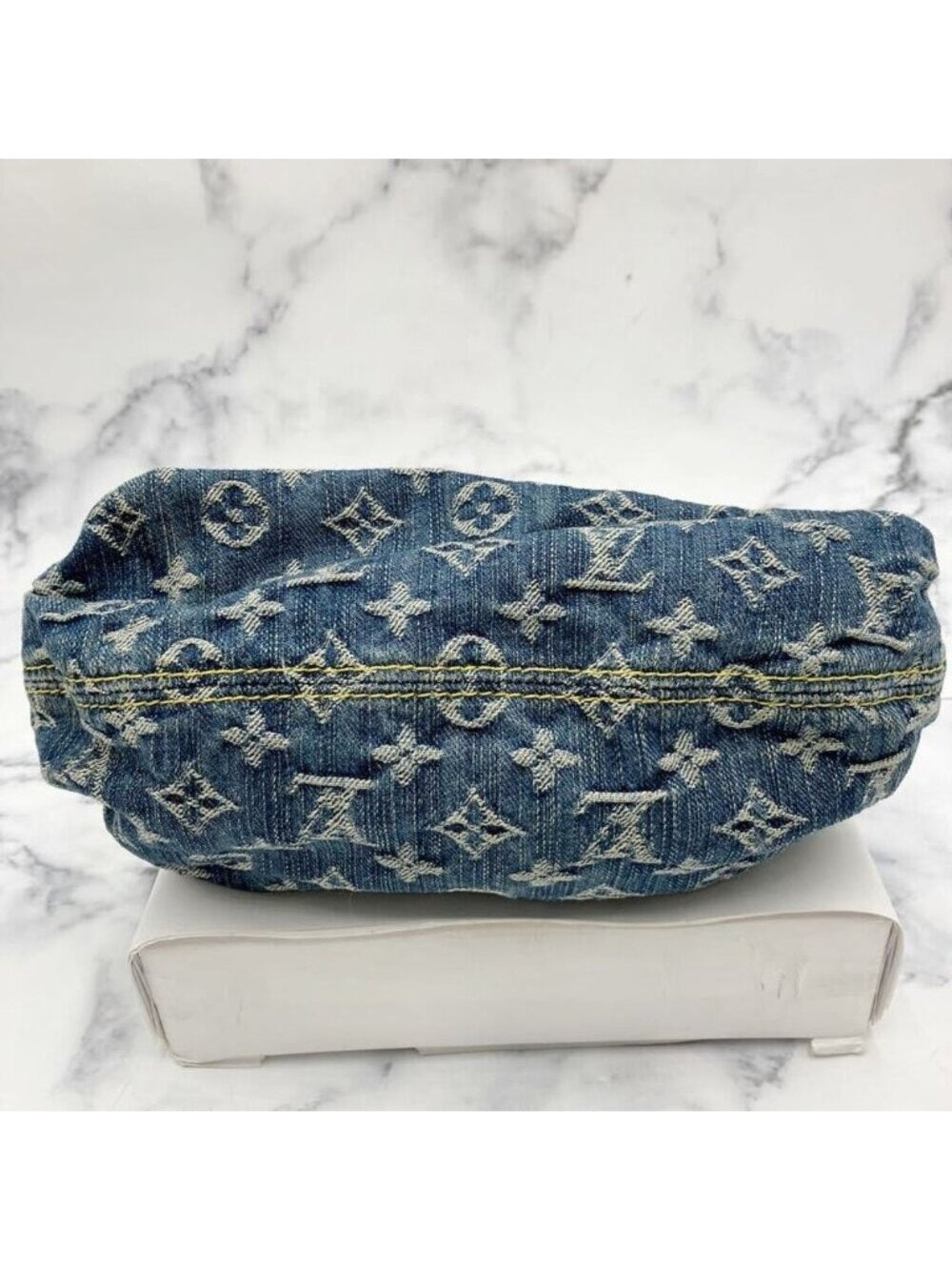 Louis Vuitton Denim Pleaty Monogram Vintage Pouch Pochette Hand Bag