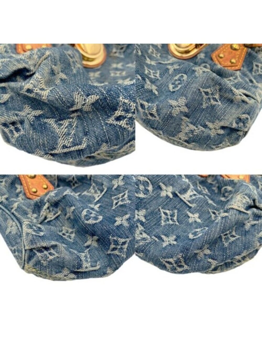 Louis Vuitton Denim Pleaty Monogram Vintage Pouch Pochette Hand Bag