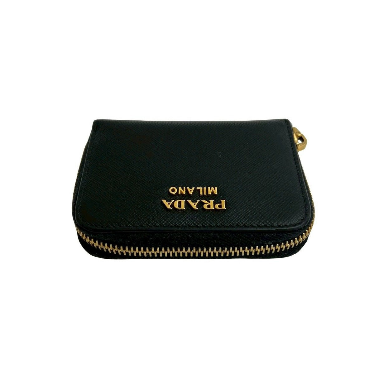 Prada Logo Saffiano Leather Round Zip Coin Case — view 3