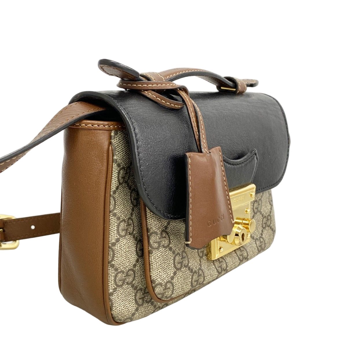 Gucci Handbag GG Supreme Beige Brown Black Gold 2-Way — view 2