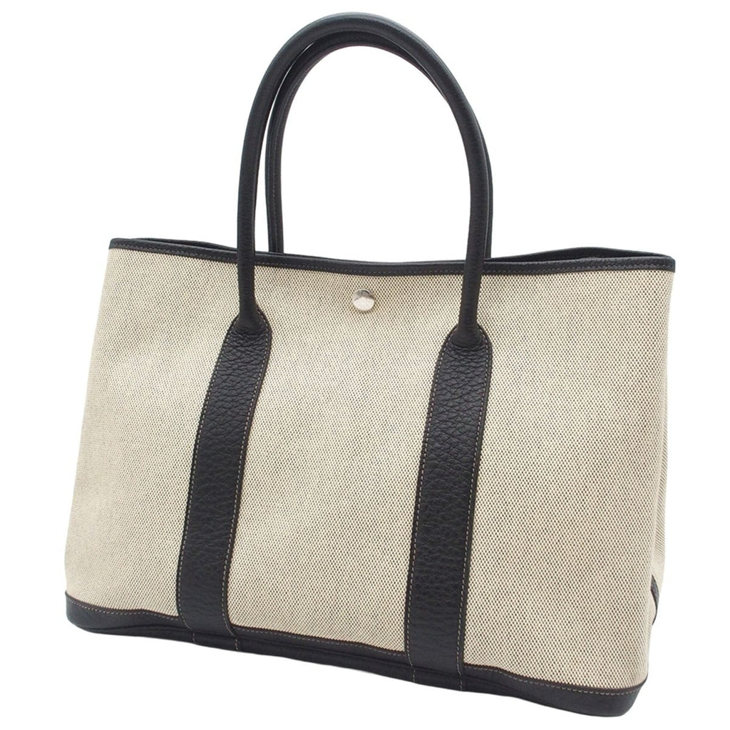 Hermes Garden Party PM Natural Black Silver Toile Buffalo Tote Bag — view 2