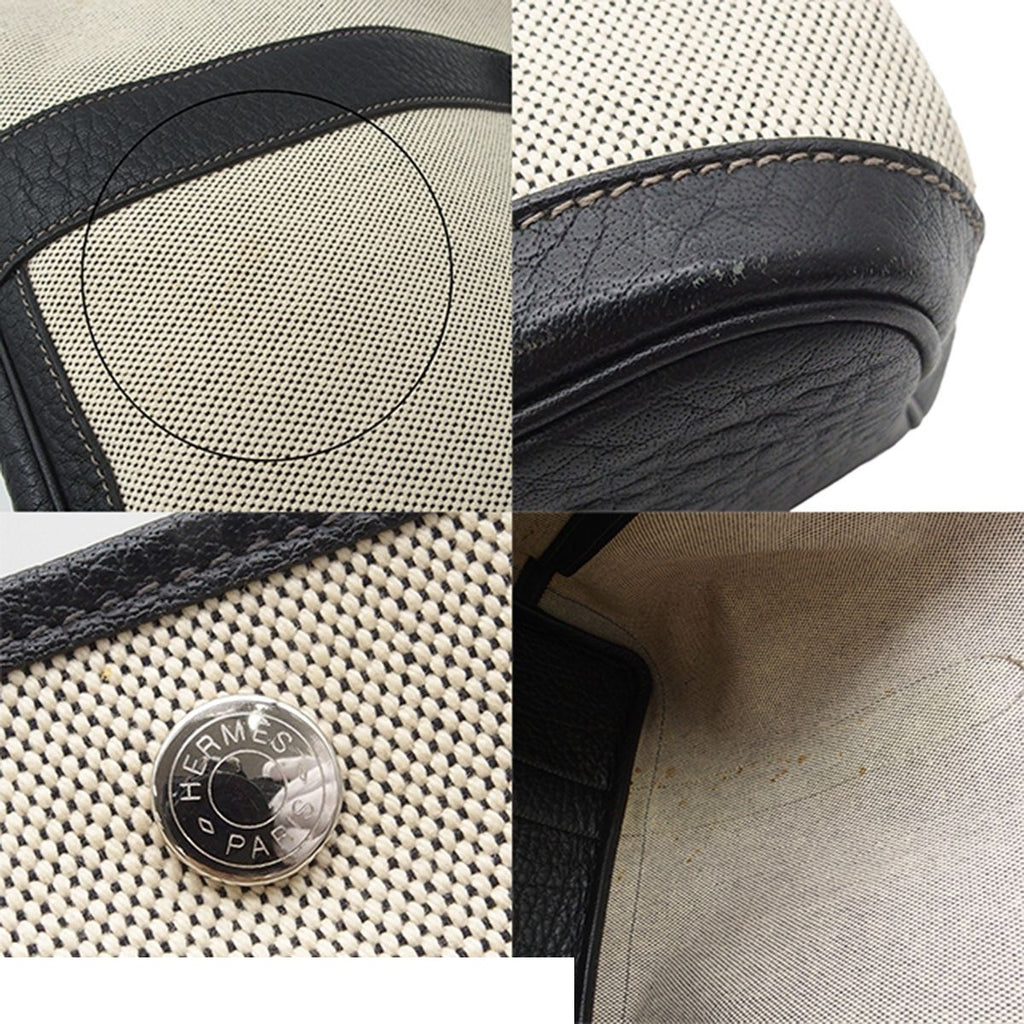 Hermes Garden Party PM Natural Black Silver Toile Buffalo Tote Bag — view 8