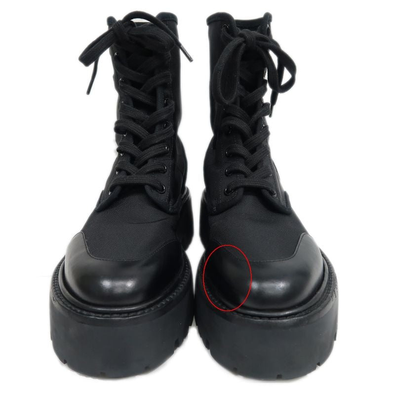 Celine Balkis Lace Up Boots Size 38 Black Nylon Leather Shoes — view 3