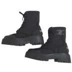 Celine Balkis Lace Up Boots Size 38 Black Nylon Leather Shoes — view 4