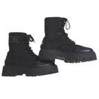 Celine Balkis Lace Up Boots Size 38 Black Nylon Leather Shoes — view 5