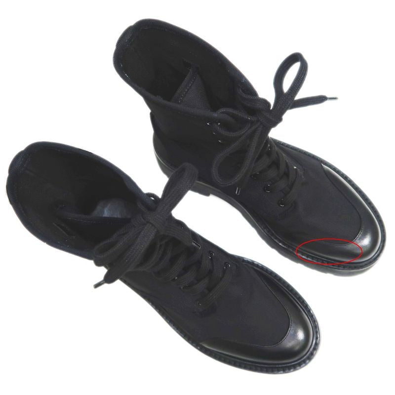 Celine Balkis Lace Up Boots Size 38 Black Nylon Leather Shoes — view 6