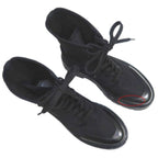 Celine Balkis Lace Up Boots Size 38 Black Nylon Leather Shoes — view 6