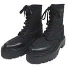 Celine Balkis Lace Up Boots Size 38 Black Nylon Leather Shoes — view 8
