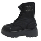 Celine Balkis Lace Up Boots Size 38 Black Nylon Leather Shoes
