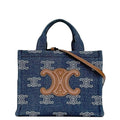 Celine 2-Way Bag Cabas Tice Blue Brown Triomphe