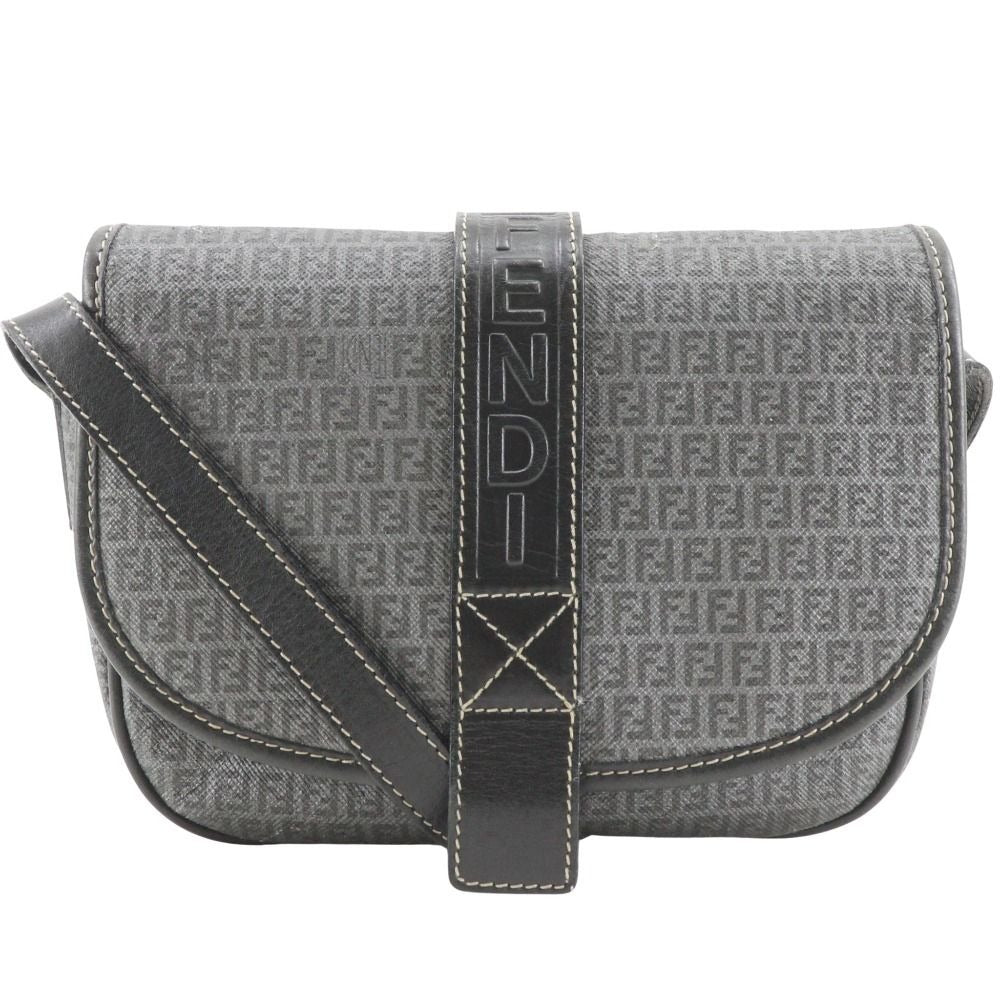 Fendi Zucchino Pochette Gray Shoulder Bag