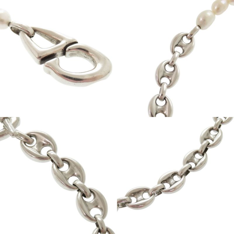 Christian Dior CD30 Brass Freshwater Pearl Silver White Necklace 1203 — view 7