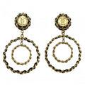 Chanel Earrings Coco Mark Swing Accessories Chain GP Leather 93