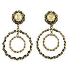 Chanel Earrings Coco Mark Swing Accessories Chain GP Leather 93