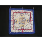 Hermes les Becanes Carre 90 Silk Scarf Shawl Blue Ivory — view 2