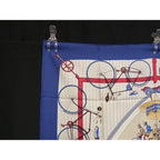 Hermes les Becanes Carre 90 Silk Scarf Shawl Blue Ivory — view 3