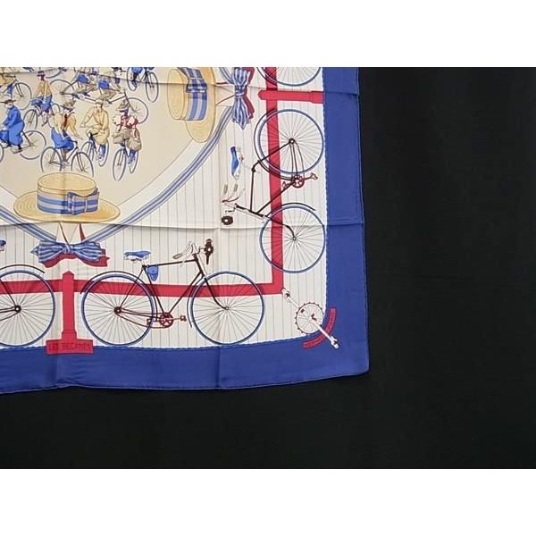 Hermes les Becanes Carre 90 Silk Scarf Shawl Blue Ivory — view 4