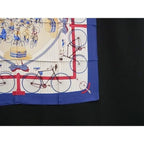 Hermes les Becanes Carre 90 Silk Scarf Shawl Blue Ivory — view 4
