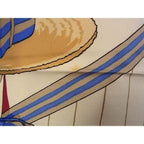 Hermes les Becanes Carre 90 Silk Scarf Shawl Blue Ivory — view 6