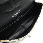 Chanel 255 Tweed Double Flap Chain Bag Shoulder Flower Motif Leather White Black — view 8