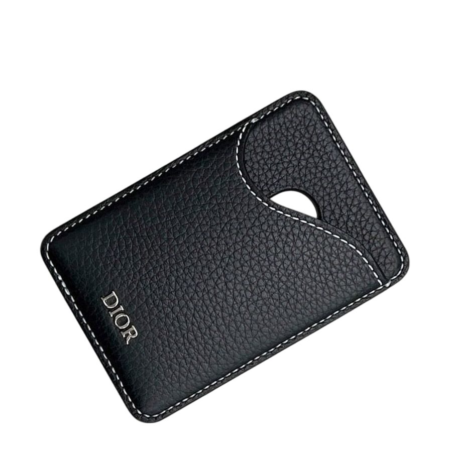 Dior Card Case Magnet Black Saddle Mag Safe Compatible Holder Leather