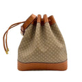 Celine Macadam Drawstring Leather Beige Light Brown Shoulder Bag Gold