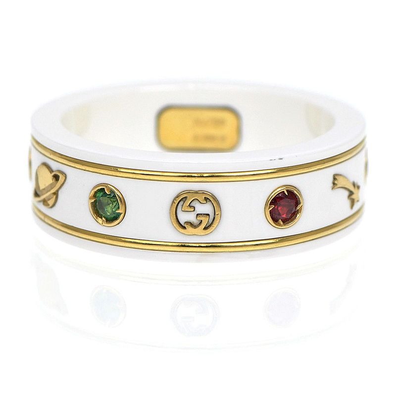 Gucci Icon Ring With Gemstone White Zirconia 750 YG Gold No 18 Jewelry — view 2