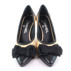 Chanel 17 P Ribbon Design With Coco Mark Hardware Bicolor Leather Pumps — view 4