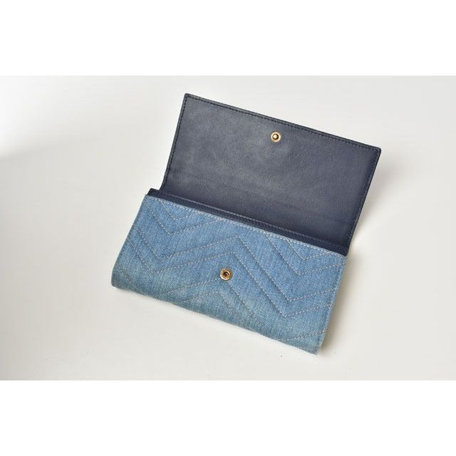 Gucci Wallet Long Continental GG Marmont Denim Chevron — view 2