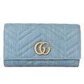 Gucci Wallet Long Continental GG Marmont Denim Chevron