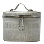 Christian Dior Cannage Vanity Handbag Logo Canvas Gray