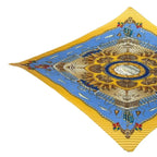 Hermes Pleated Scarf Silk Railing Ship Handrail Yellow — view 2