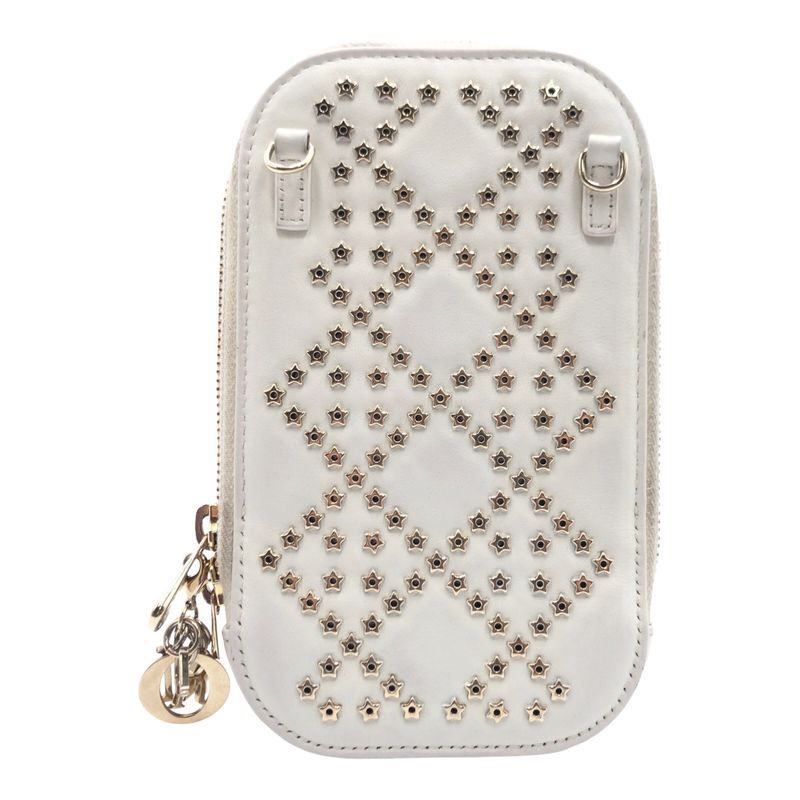 Dior Lady White Gold Hardware Shoulder Bag Phone Pouch — view 2