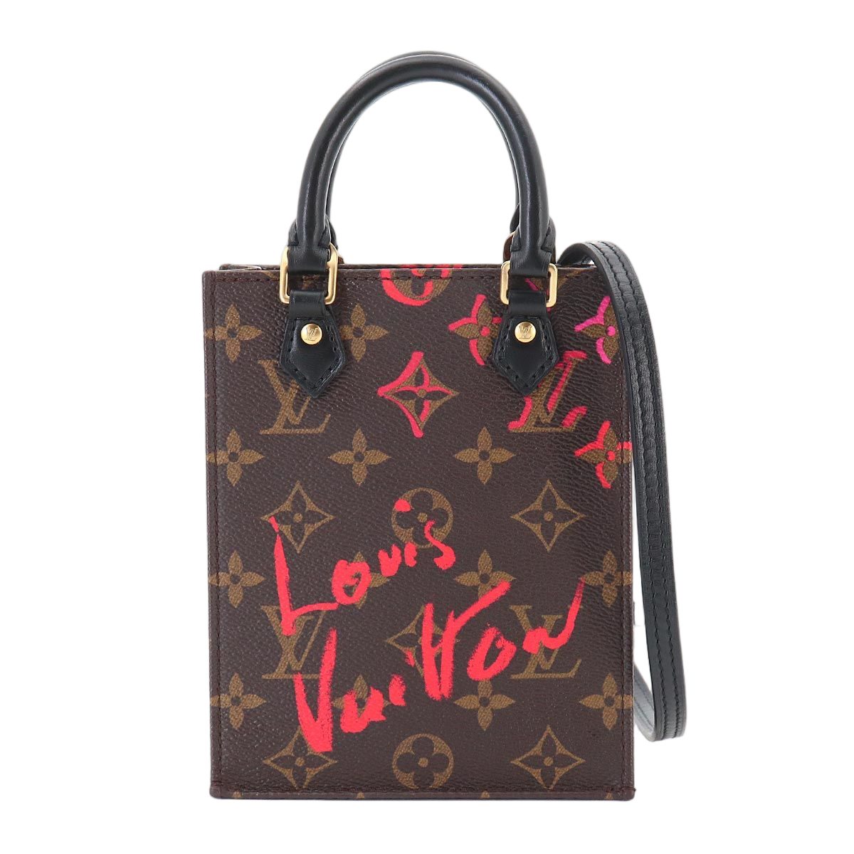 Louis Vuitton Monogram Petite Sac Plat Foreign Love 2-Way