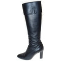 Chanel Coco Mark Side Zip All Leather Long Boots Black