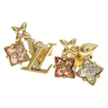 Louis Vuitton Boucle Doreil Puce Lou Glam LV Logo Rhinestone Earrings