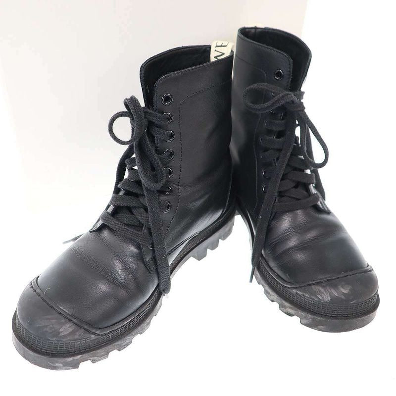 Loewe Lace Up Leather Boots Black 37