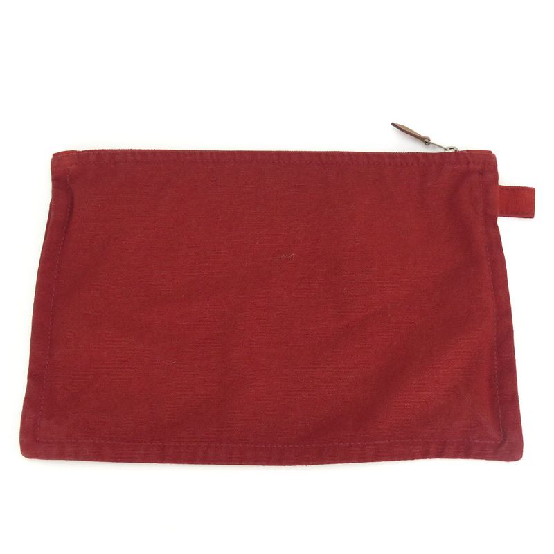 Hermes Pouch Bora Cotton Leather Bordeaux Enji Silver Hardware Flat Multi — view 2