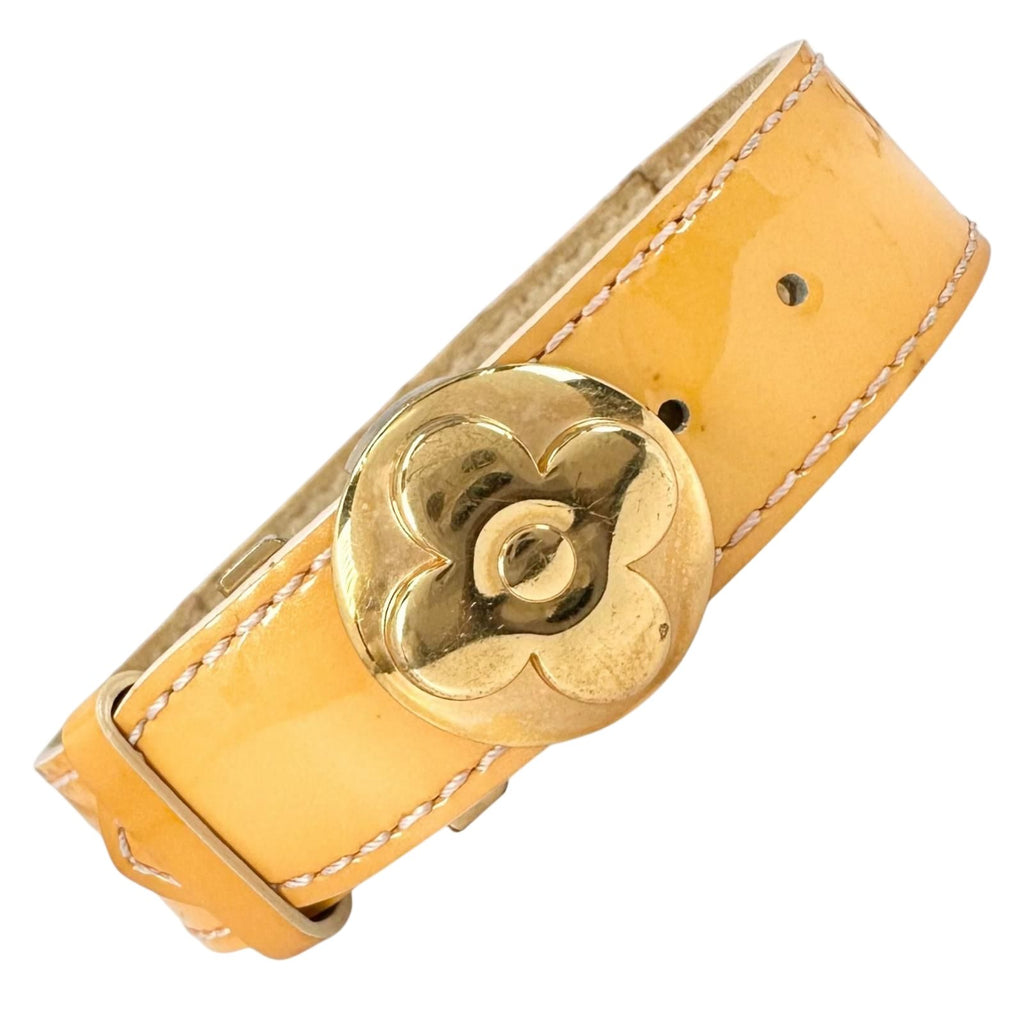 Louis Vuitton Luck Enamel Leather Yellow Bracelet Gold