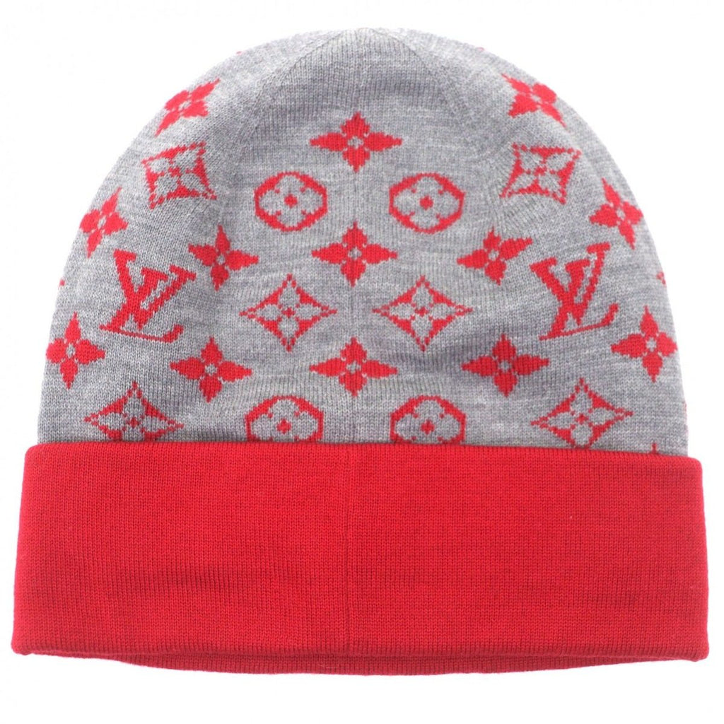 Louis Vuitton LV Rabbit Monogram Wool Hat Knit Cap Gray Red — view 6