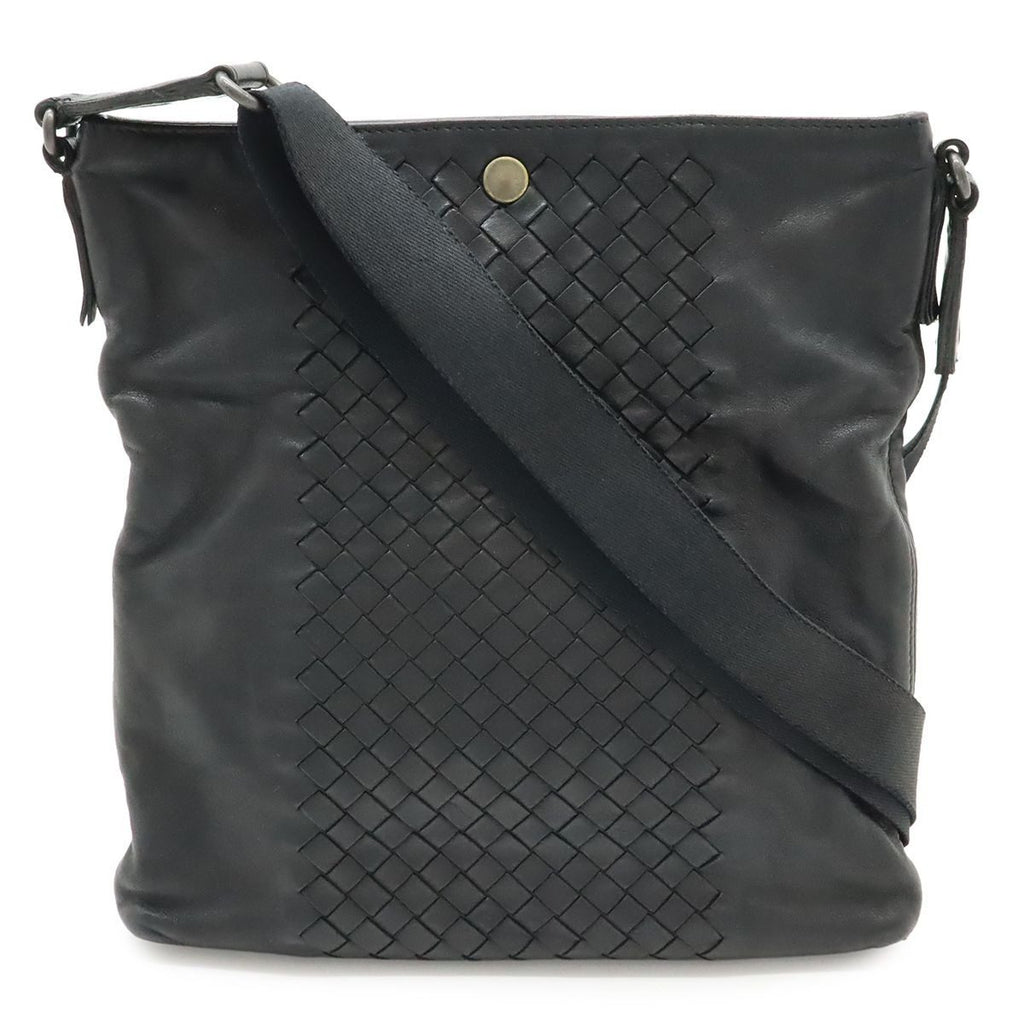 Bottega Veneta Intrecciato Shoulder Bag Crossbody Leather Black