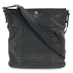 Bottega Veneta Intrecciato Shoulder Bag Crossbody Leather Black