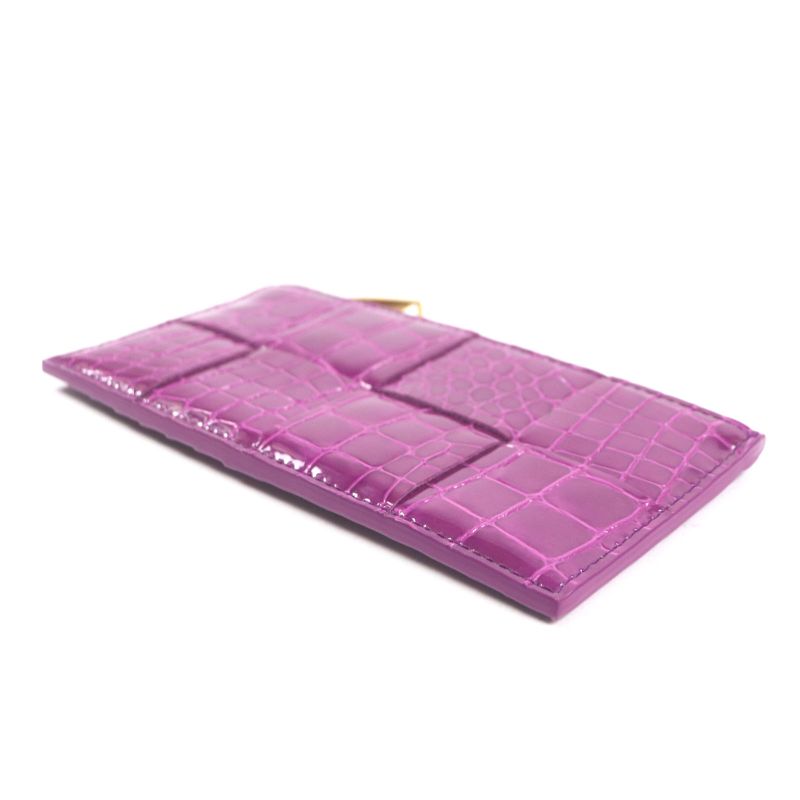 Bottega Veneta Cassette Long Zipper Card Case Maxi Intrecciato Croc Shape — view 5