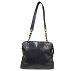 Chanel CC Logo Tote Caviar Leather Black — view 3