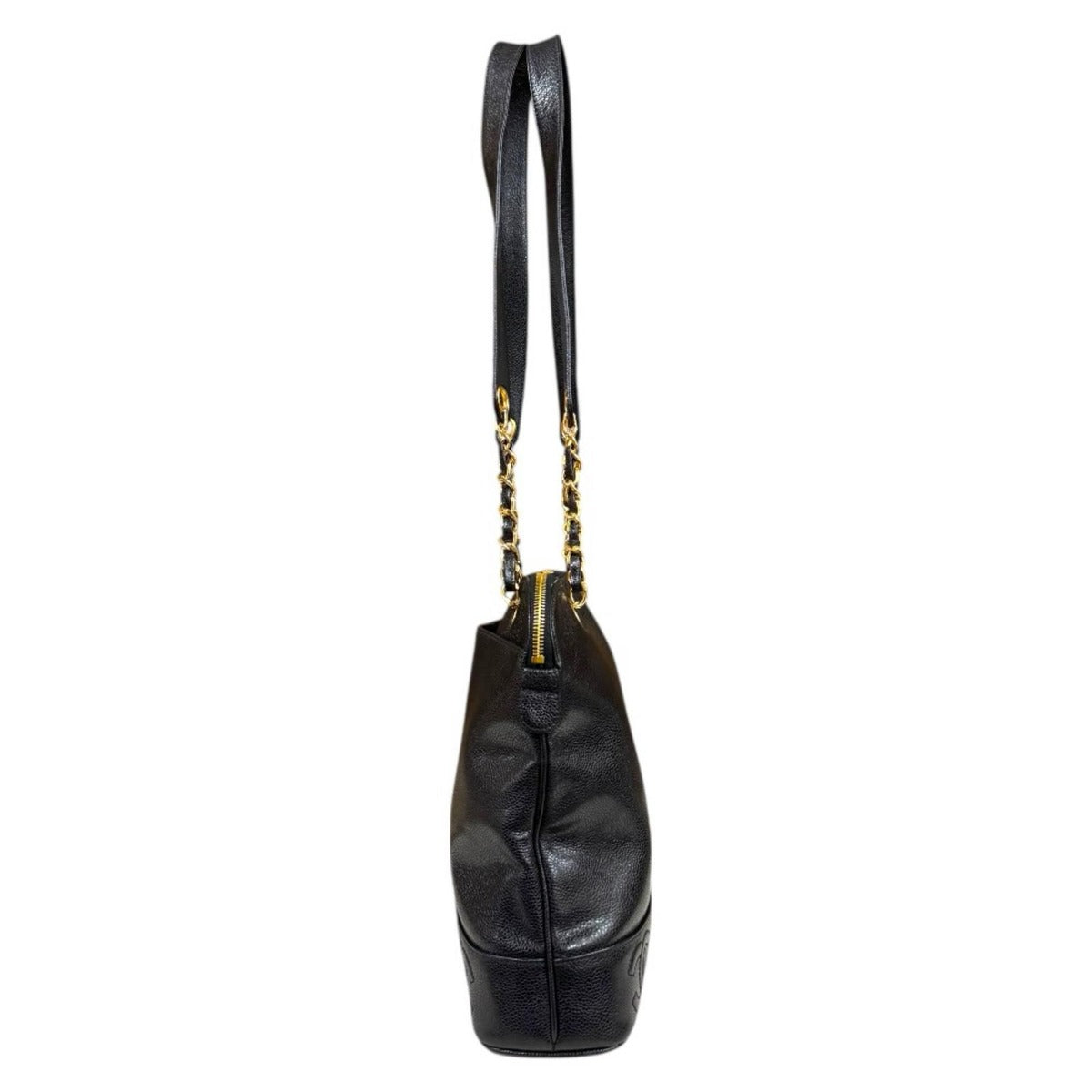 Chanel CC Logo Tote Caviar Leather Black — view 5