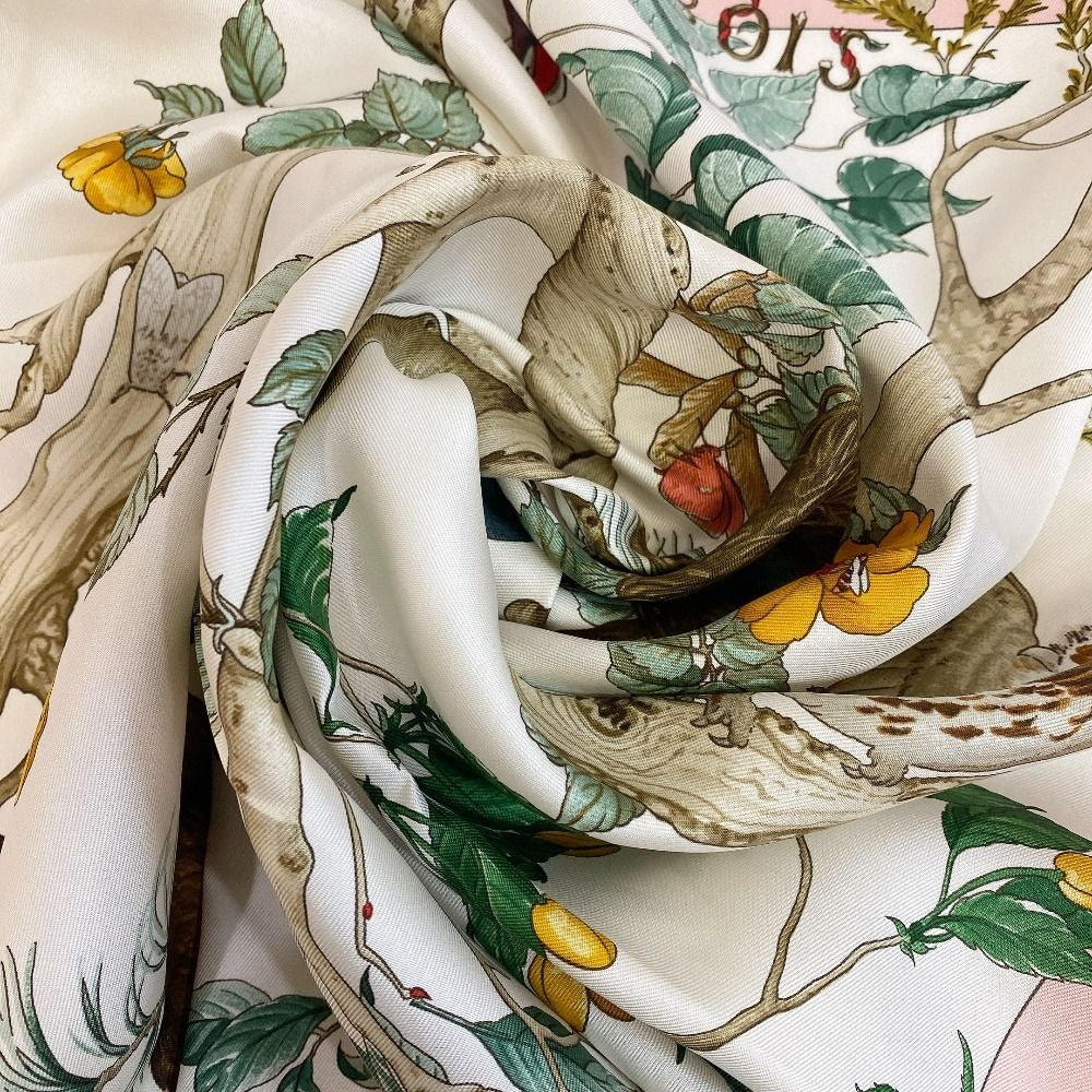 Hermes Carre 90 Coeur Des Bois in the Woods Silk Scarf Pink