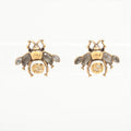 Gucci Interlocking G Bee Earrings GP Rhinestone Faux Pearl