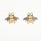 Gucci Interlocking G Bee Earrings GP Rhinestone Faux Pearl — view 2