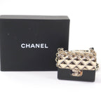 Chanel Quilted Bag Motif CC Logo Pircas Leather Chain Necklace Black — view 2