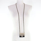 Chanel Quilted Bag Motif CC Logo Pircas Leather Chain Necklace Black — view 7